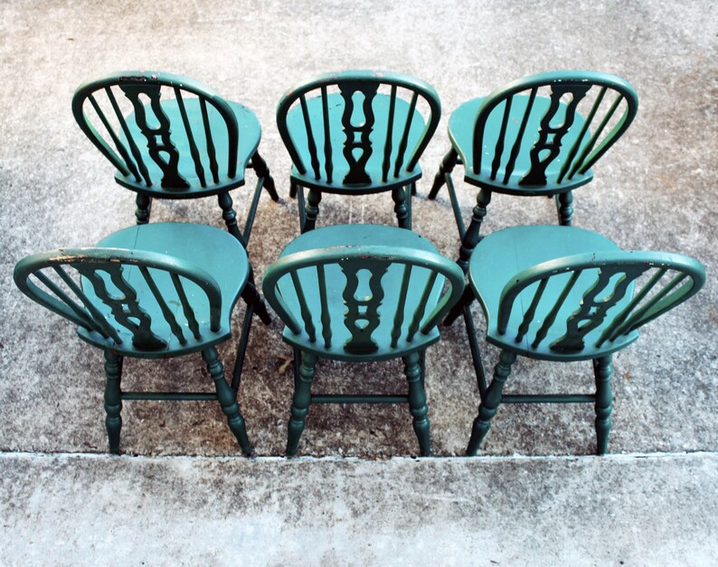 1950s Stickley Bros. Green Painted Windsor Dining Side Chairs Etsy