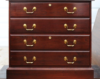 1990s Ethan Allen Mahogany 2 Drawer Lateral File Cabinet Dresser Chest #11-9444
