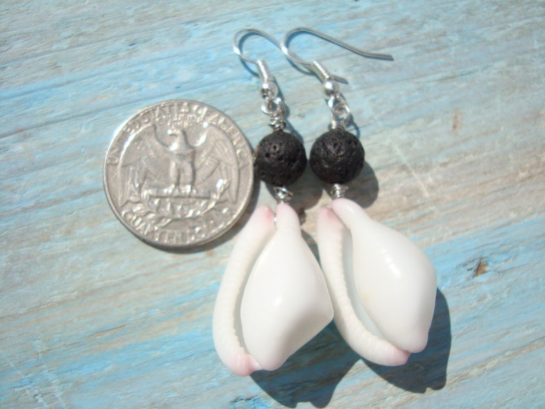 White Shell Earrings-Boho Style-Italian Jewelry-Drop Earrings-Black and White-gift for her-Handmade in Italy