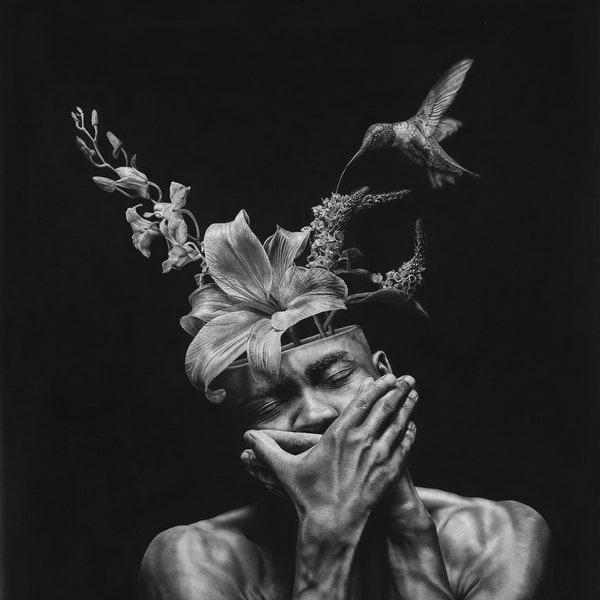 In My Silence - Jono Dry Pencil Drawing Print