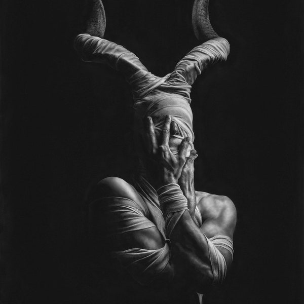 Wrapped in Tradition - Jono Dry Pencil Drawing Print