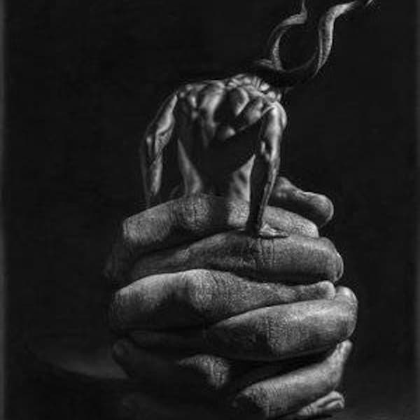 In Its Grip - Jono Dry Pencil Drawing Print