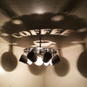 COFFEE SHADOW LIGHT, ceiling light, coffee cup, coffee mug, coffee lover, coffee shop, lighting, kitchen decor, chandelier, shadow light