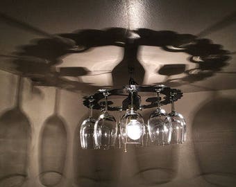 WINE SHADOW LIGHT, wine bottle, wine glass, wine lover, winery, wine glass light, shadow light, ceiling light, lighting, lights