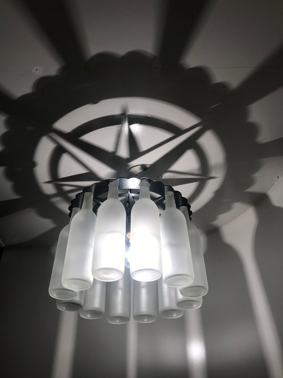 Compass Bottle Chandelier Ceiling Light Bottle Light Lights Lighting Bar Bar Lighting Bar Decor Bar Light Home Bar Decor Man Cave