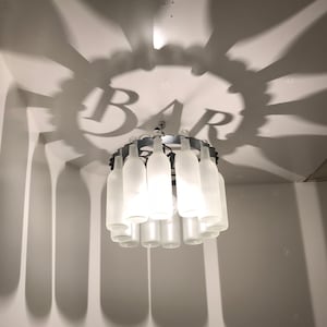 BAR BOTTLE CHANDELIER, ceiling light, bottle light, lights, lighting, bar, bar lighting, bar decor, bar light, home bar decor, man cave