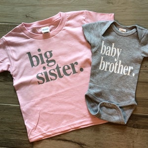 Big sister baby brother outfit set- baby shower gift- newborn photo outfits- siblings set