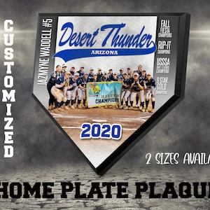 Custom Baseball/Softball home plate plaque. Perfect sport gift : Personalized gifts for coaches, player, or sponsors. Customized plaques