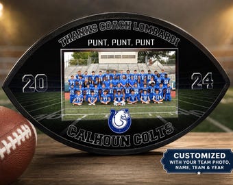 Personalized Football Coach Gift, Custom Football Team Photo Plaque, Coach Appreciation Gift, End of Season Team Gift, senior plaque