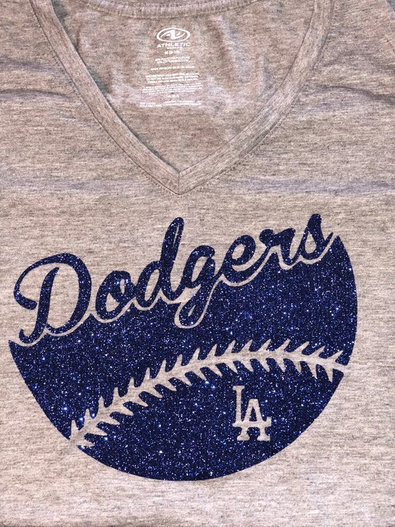 Eik Investeren schouder Women's Half Baseball LA Dodger Baseball Glitter Shirt. - Etsy