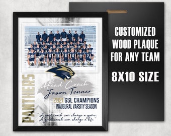 Personalized 8X10 Plaque. Makes great Team / Senior/Coaches gift, & sponsorship awards.  Customized to any sport | team gift ideas