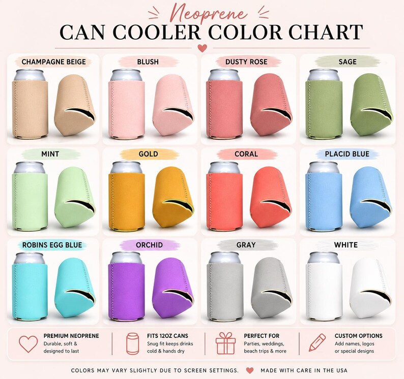 Custom Vacation Can Coolers | Personalized Neoprene Can Sleeve | Beach ...