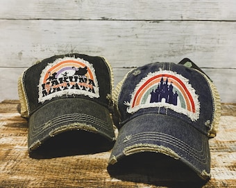 No Worries, Magic Castle,  Distressed Raggy Patch Hat As Pictured, Patch hat, SassyPantsTees