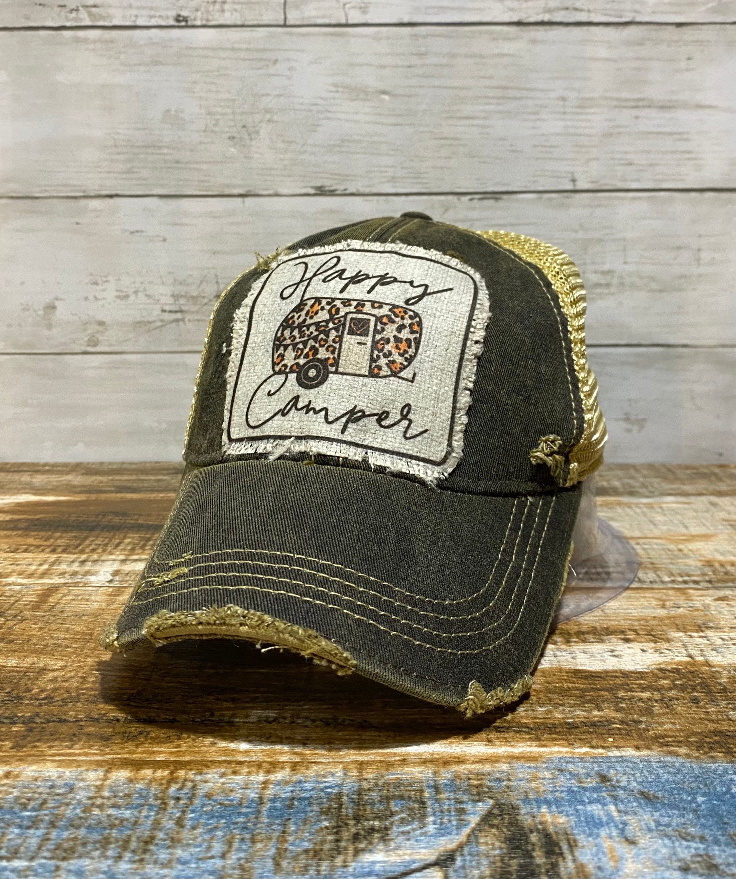 Leopard Happy Camper Hat New!! Black Cactus & Leopard Print Happy Camper Cap – Caps  main image 2