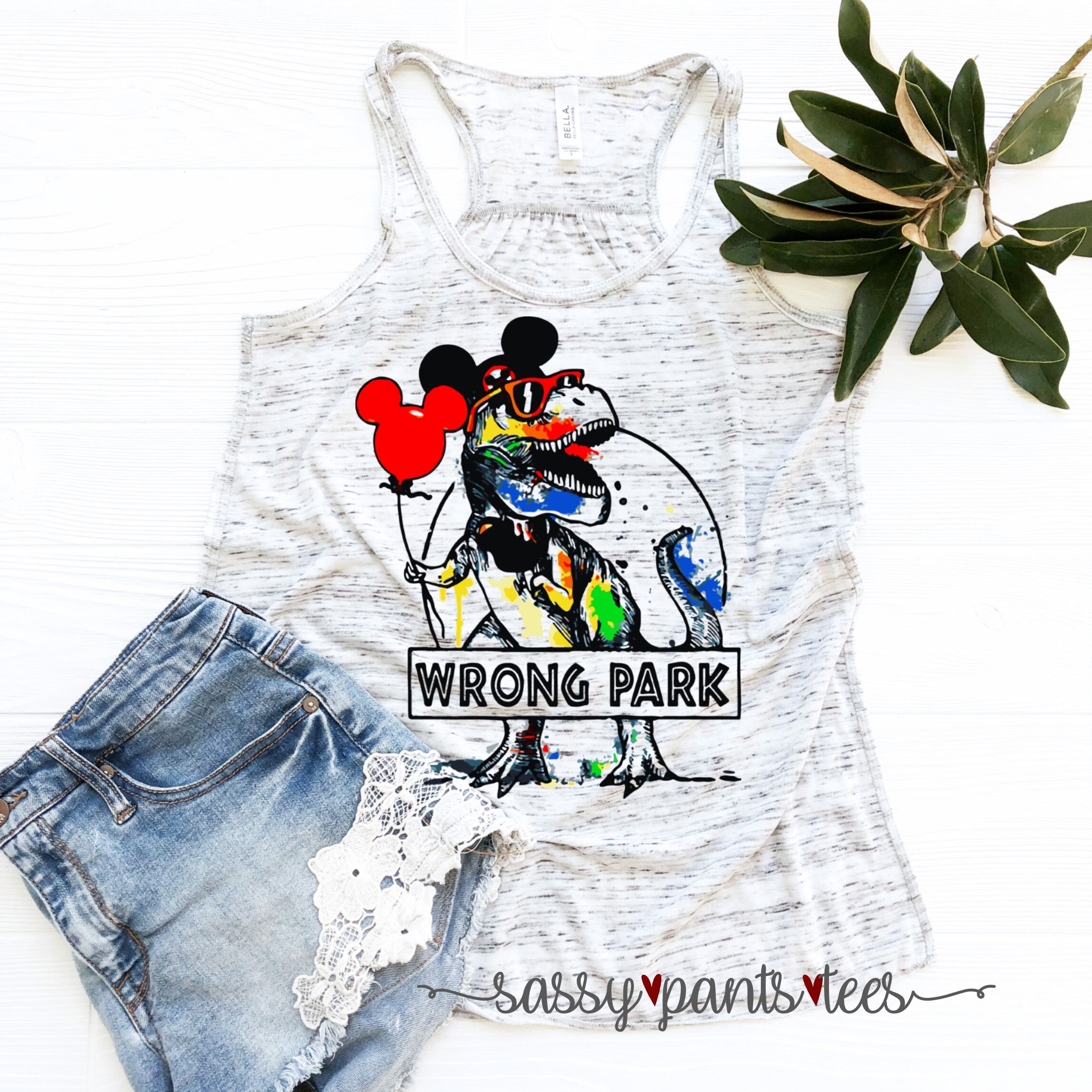Shirts for your Magic or Universal Vacation,  Wrong Park, T shirt T-rex Mouse Park Mickey |Dyed SassyPantsTees Bella Canvas Tee Tank Top