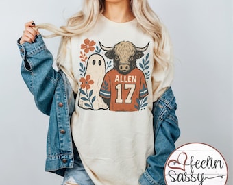 Lets Go Boo Falo!! Buffalo Allen 17 Tee • Spooky Floral Ghost Shirt • Buffalo Football Halloween Graphic Tee