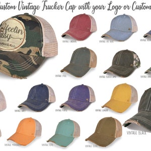 Distressed Logo Hat, Custom Distressed Raggy Patch Hat with Your Logo, Logo Hat, Custom hats, Design your own hat, Patch hat, SassyPantsTees