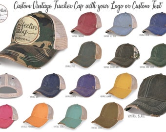 Distressed Logo Hat, Custom Distressed Raggy Patch Hat with Your Logo, Logo Hat, Custom hats, Design your own hat, Patch hat, SassyPantsTees