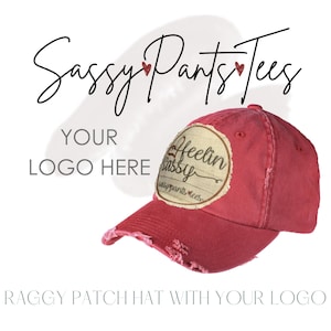 Vintage Logo Hat, Custom Distressed Raggy Patch Hat with Your Logo, Logo Hat, Custom hats, Design your own hat, Patch hat, SassyPantsTees
