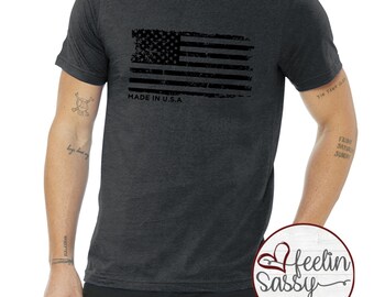 Made in the USA, Flag Tee, Veteran's Day, American Flag, SassyPantTees Vintage Dyed Tee
