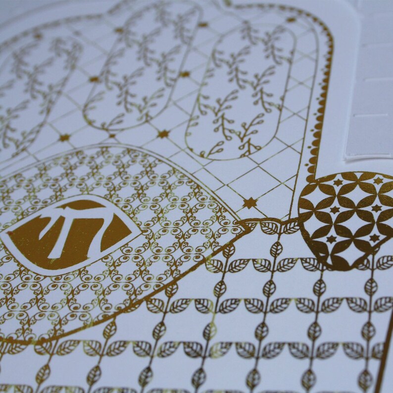 Hamsa Wall Art Gold Foil Chai Judaica Wall Art Jewish Star Etsy