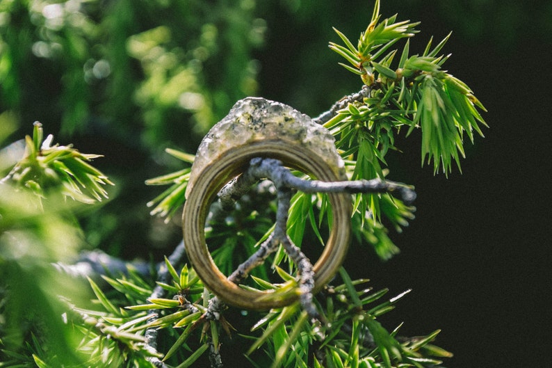 Handmade wooden veneer ring with smoky quartz Handcrafted ring with healthy stones