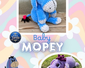 Baby Mopey, Crochet donkey Pattern, Sad donkey, Eeyore crochet pattern