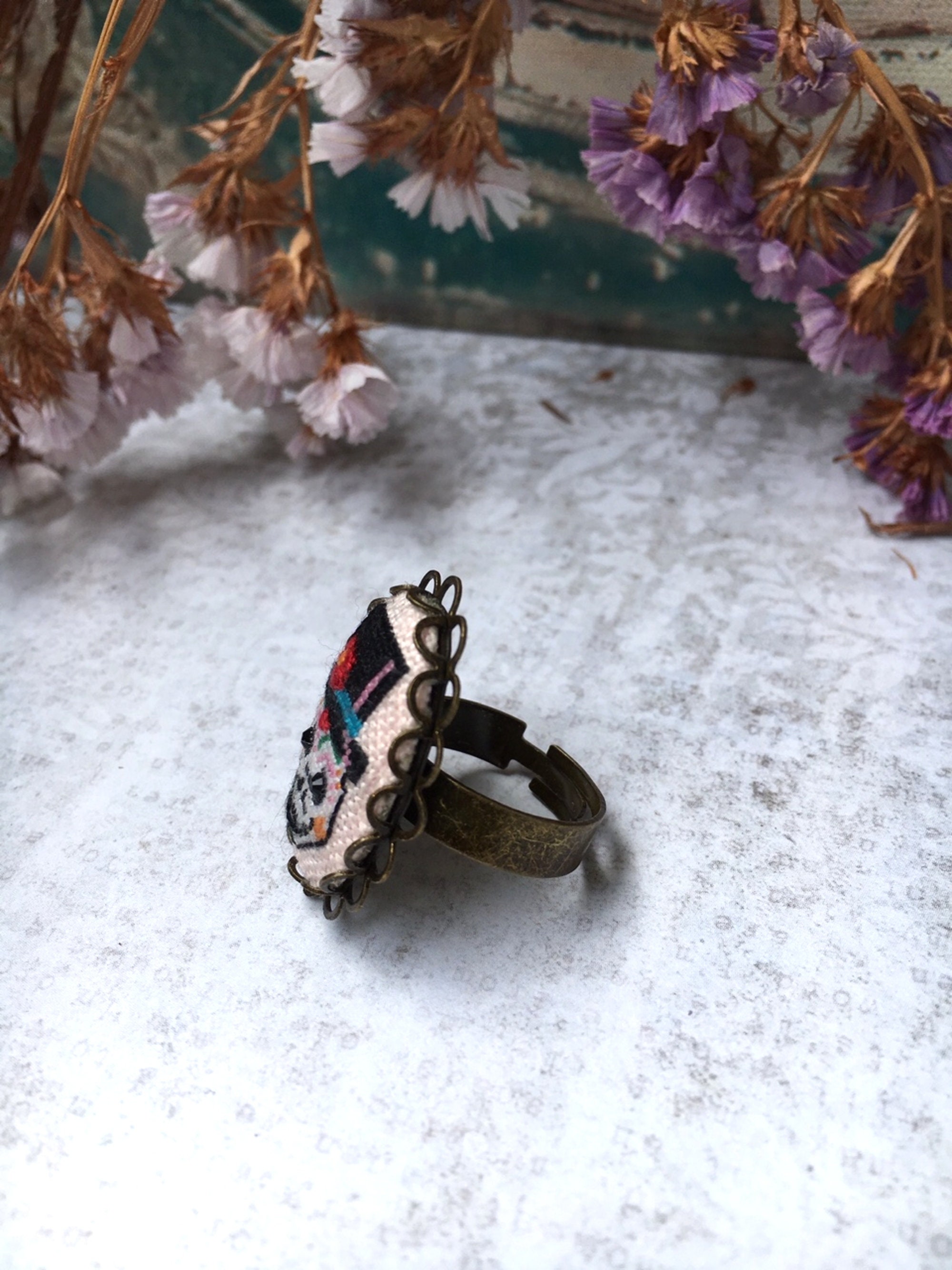 PEPIFY Anello Colorato Con Teschio Di Zucchero Giorno Dei