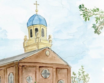 University of Dayton Watercolor Digital Print, 28x20, UD College Print Instant Download Printable