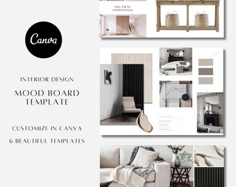 Interior Design Moodboard Creation | Mood Board Templates Canva | Aesthetic Interior Design | E- Design |Style Board | Canva