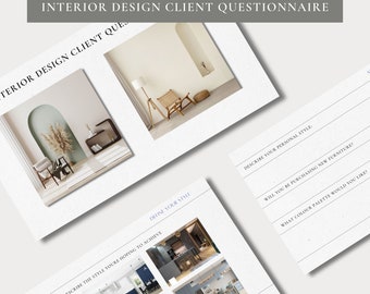 Interior Design Client Questionnaire - Discovery Form - Canva - Onboarding - Welcome Pack - Survey - Brief
