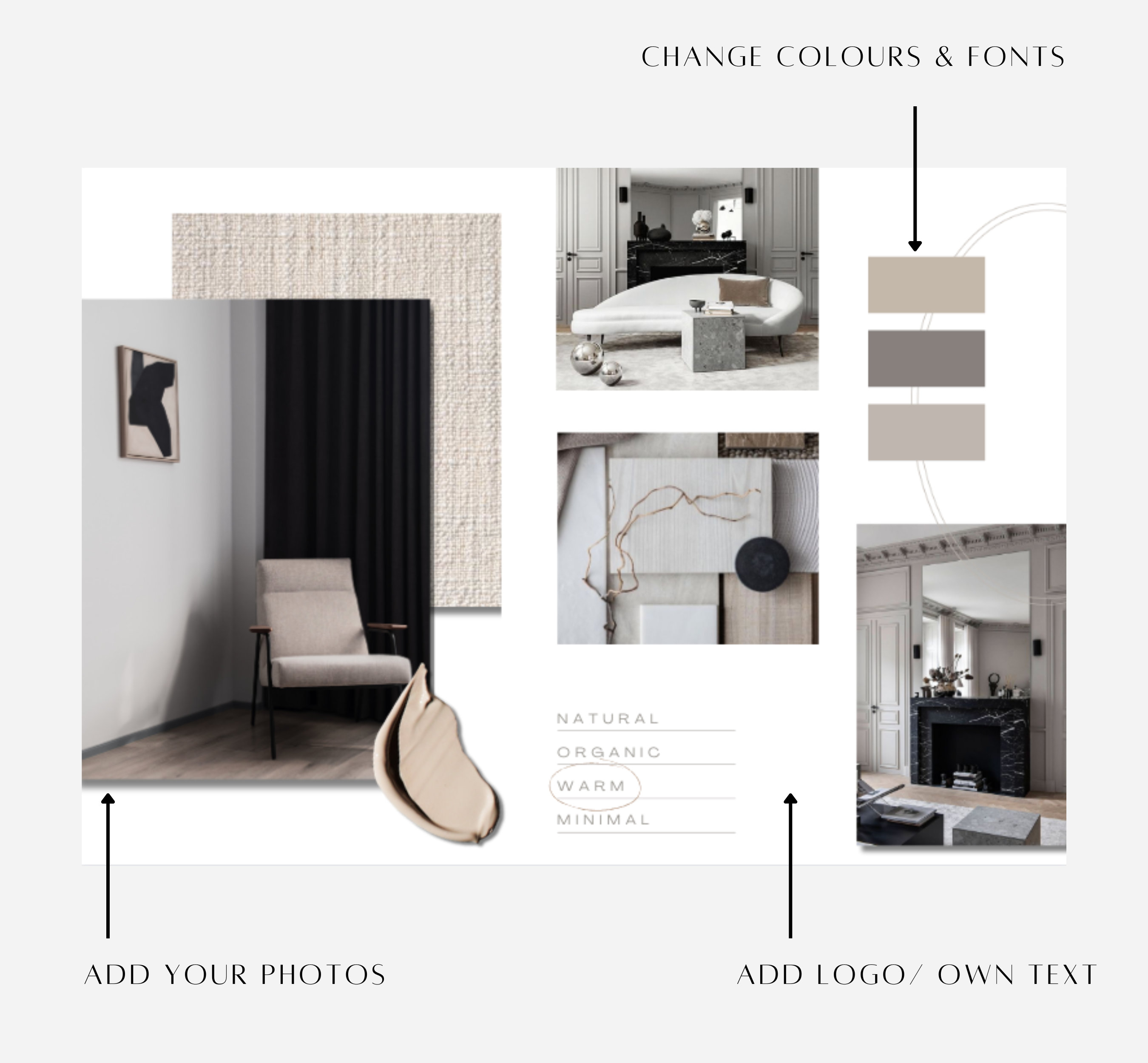 Interior Design Moodboard Creation | Mood Board Templates Canva ...