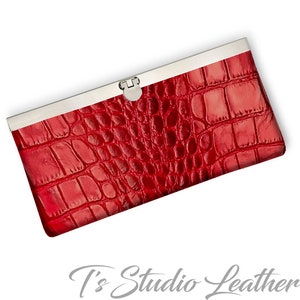 Cocodrilo rojo Cocodrilo Textura en relieve Piel de vaca Cuero Estilo occidental Cartera de mujer