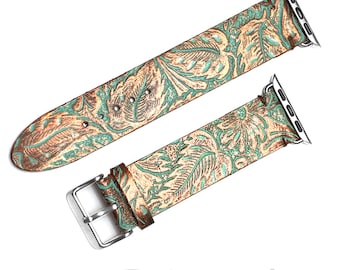 Ariat Turquoise and Brown Tooled Leather Apple Watch Band il_fullxfull.2808333419_ma27.jpg main image 3