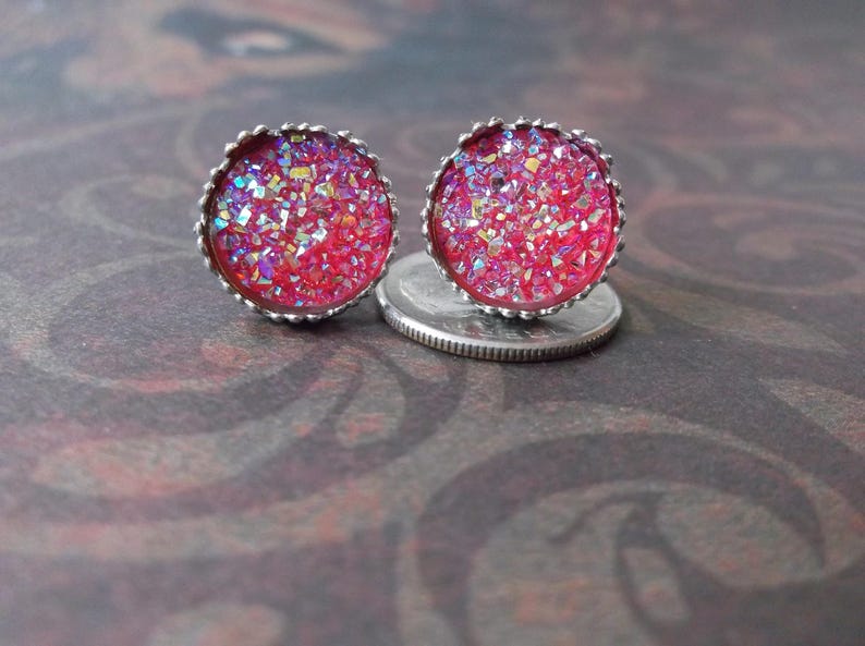 stocking stuffers for Mom druzy earring studs tween girl gifts peacock earrings December birthstone earrings Christmas gifts for her