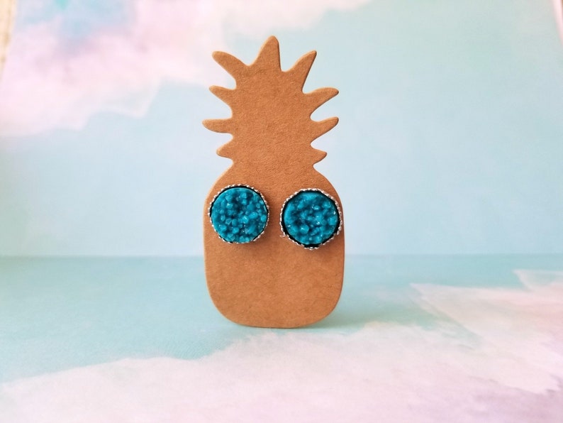 stocking stuffers for Mom druzy earring studs tween girl gifts peacock earrings December birthstone earrings Christmas gifts for her