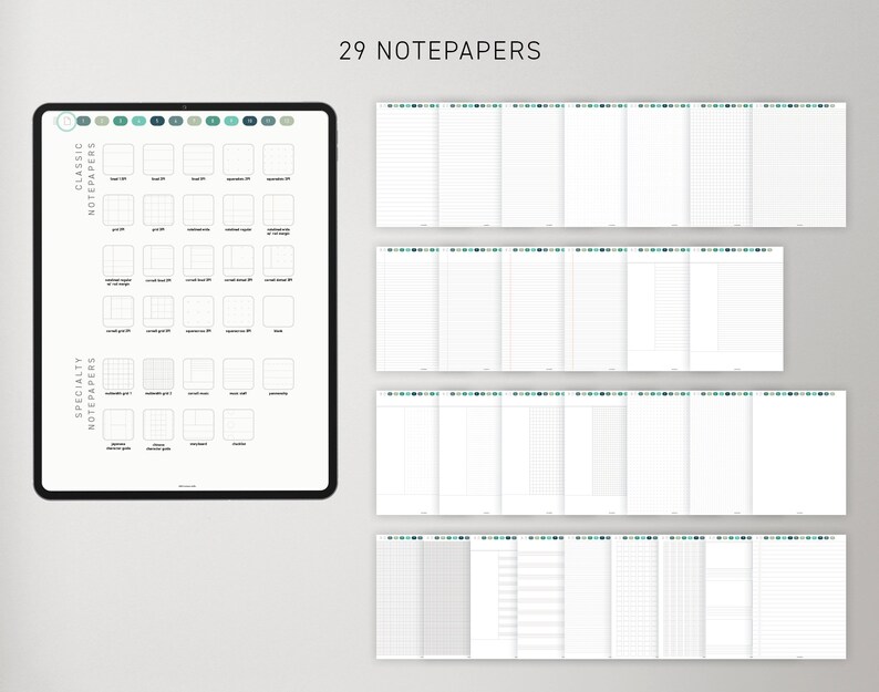 12 Tab Digital Notebook Paper Template for Digital Notes - Etsy
