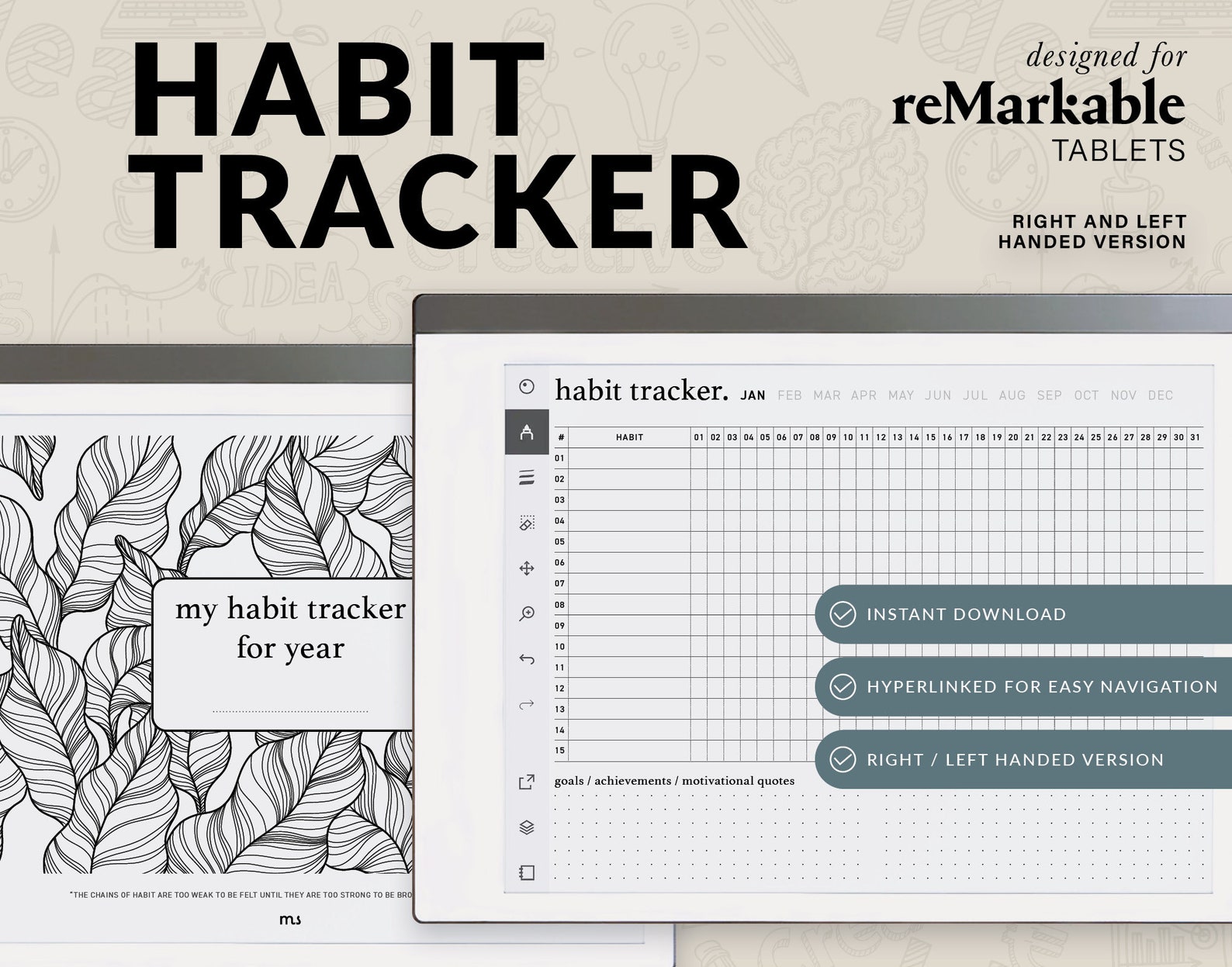 Remarkable 2 Template for Habit Tracker From January to December