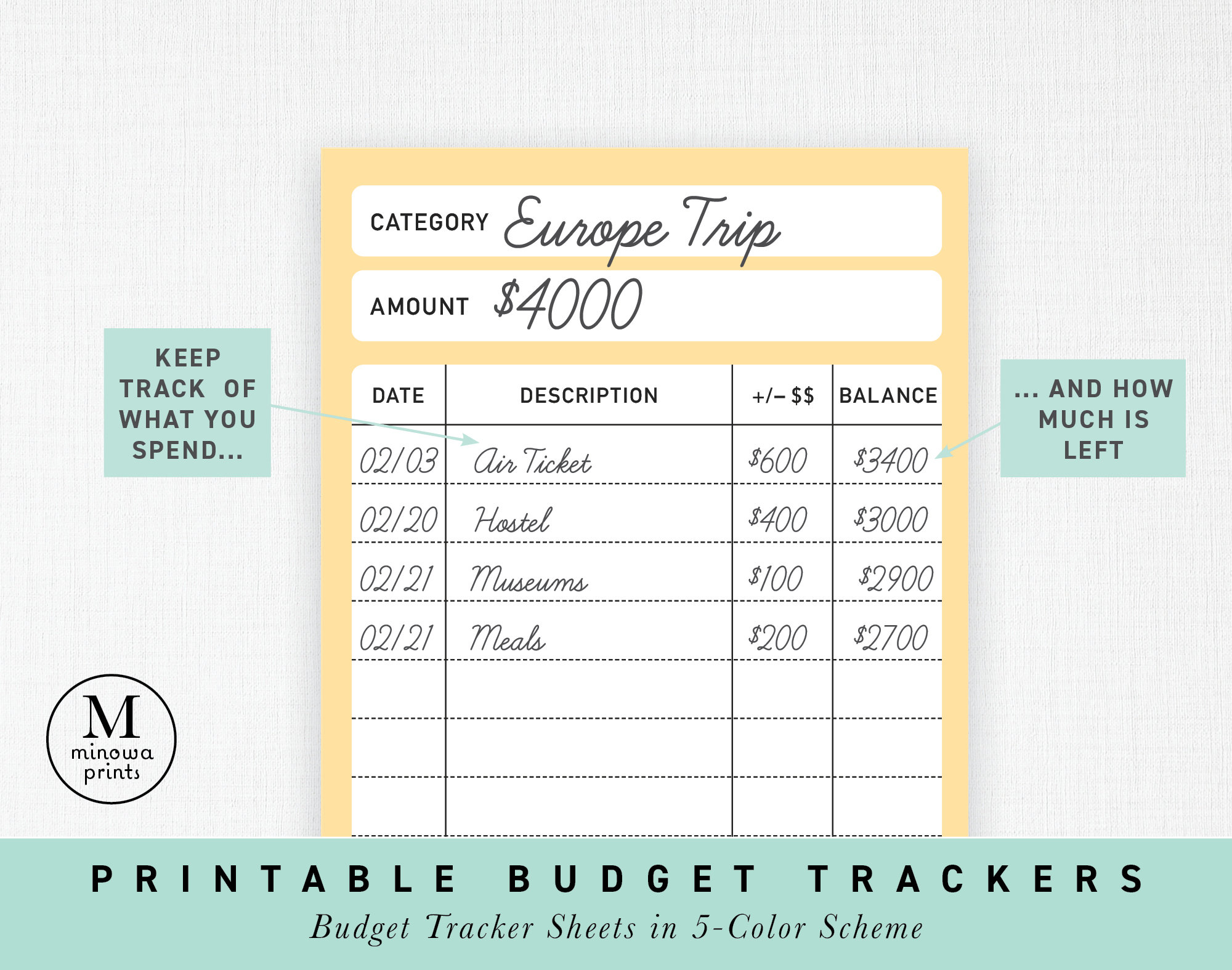 Cash Envelope Inserts Printable Easy to Use Budget Tracker Etsy