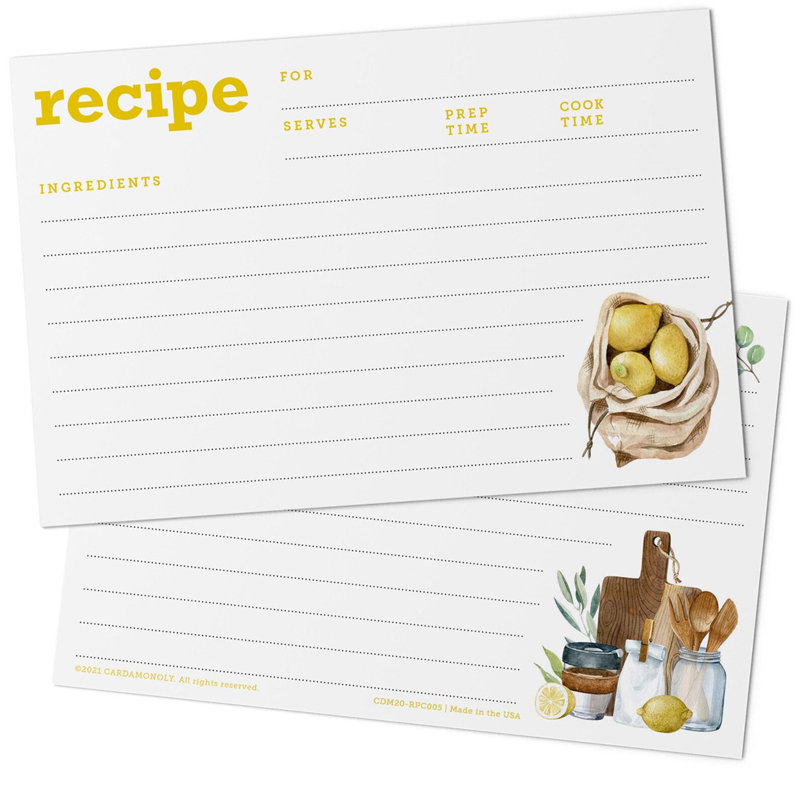 Recipe Cards 50 Cards Double Sided in Timeless Design | Etsy
