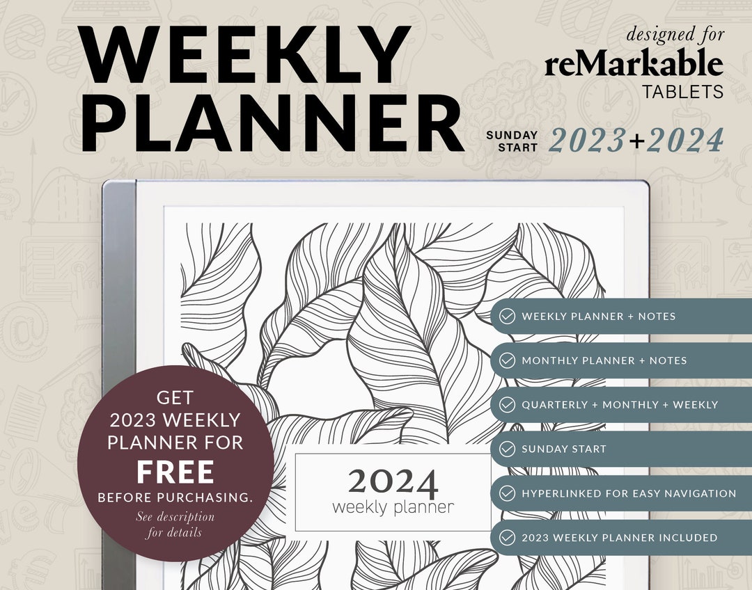 Remarkable 2 Template for Weekly Planner With Sunday Start 2023-2024 ...