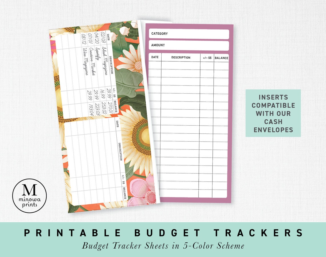 Cash Envelope Inserts Printable Easy to Use Budget Tracker Etsy