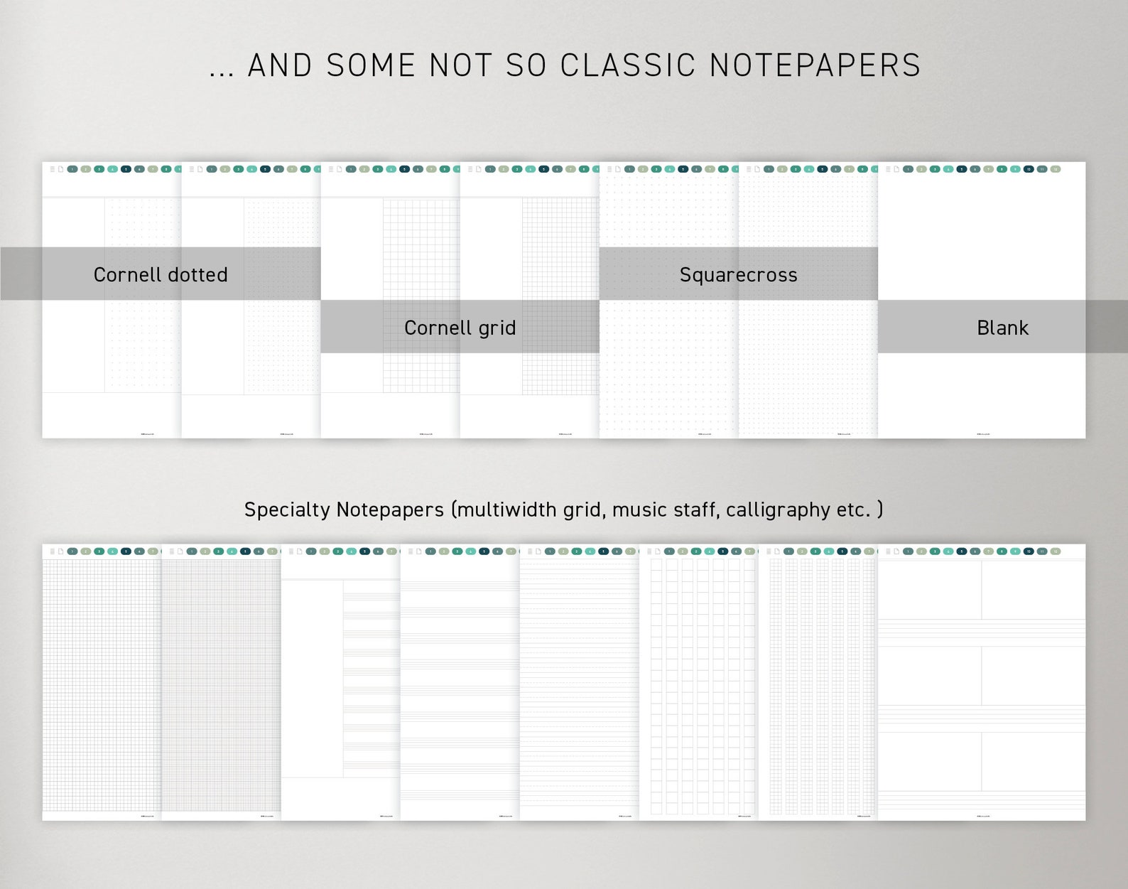 12 Tab Digital Notebook Paper Template for Digital Notes - Etsy
