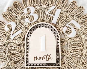Cane monthly milestone | baby photo props | monthly photo prop | milestone marker rattan | wood | Rattan Milestone | milestone marker