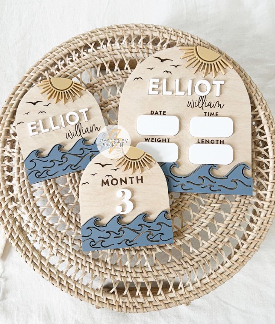 Ocean Theme Birth Announcement | Beach Theme Name Sign | Nursery Sign ...