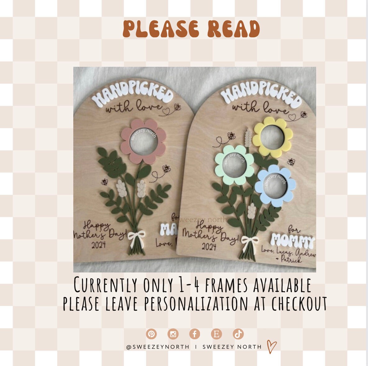 Handpicked With Love Sign | Flower Bouquet Photo Sign | Mother's Day ...