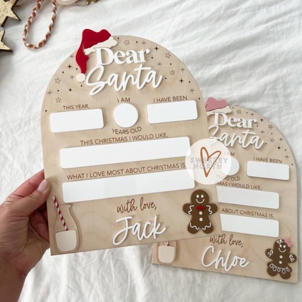 Dear Santa Board | Santa Sign | dry erase Christmas sign | Christmas Sign | Christmas Eve box | letter to Santa | dear Santa sign