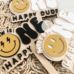One Happy Dude Cake Topper | rad little dude | first birthday cake topper | first birthday smash cake | one happy dude | retro cake topper