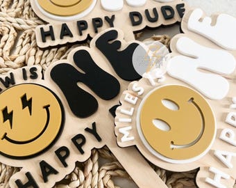 One Happy Dude Cake Topper | rad little dude | first birthday cake topper | first birthday smash cake | one happy dude | retro cake topper