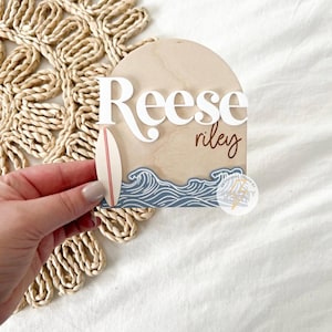 Ocean theme birth announcement | beach theme name sign | nursery sign | hospital name sign | my name is sign | surf theme name sign